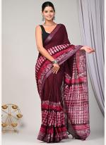 Linen Multi Colour Casual Wear Printed Saree